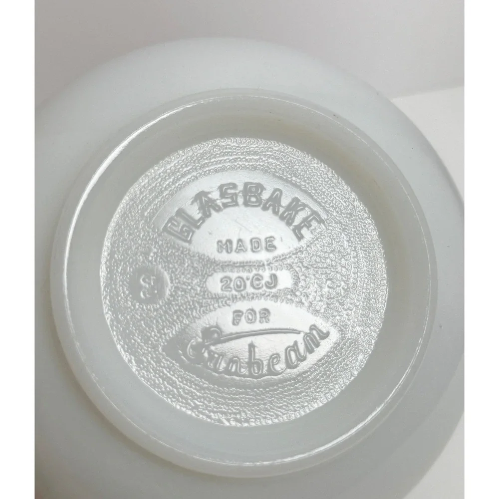 Vintage Glasbake Sunbeam White Milk Glass‎ Mixer Bowl 20CJ Made USA